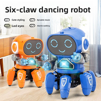Dancing electric six-clawed little 6 robot with lights and music - children's boy toy