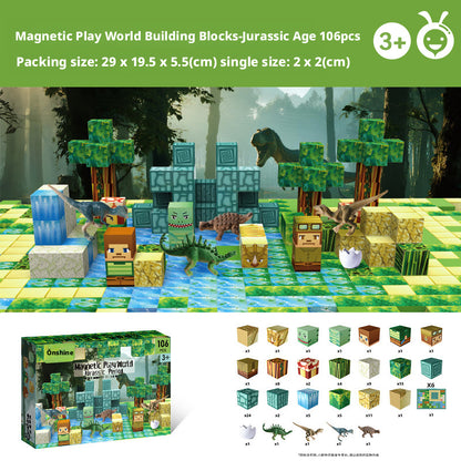 Jurassic Play World Magnetic Building Blocks Toy