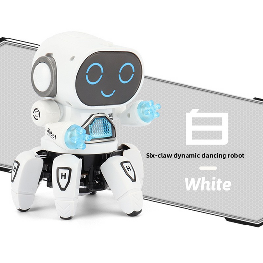 Dancing electric six-clawed little 6 robot with lights and music - children's boy toy