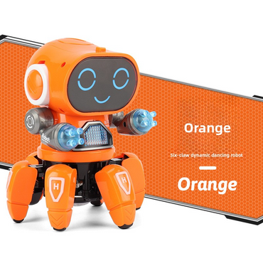 Dancing electric six-clawed little 6 robot with lights and music - children's boy toy