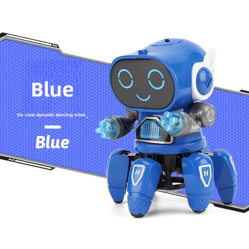 Dancing electric six-clawed little 6 robot with lights and music - children's boy toy