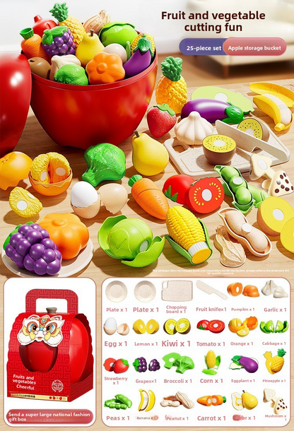 Children's Fruit Cut Cut Playhouse Toy - Realistic Family Game with Fruit and Vegetables that Can Be Peeled and Chewed - Pineapple, Strawberry