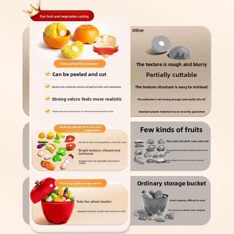 Children's Fruit Cut Cut Playhouse Toy - Realistic Family Game with Fruit and Vegetables that Can Be Peeled and Chewed - Pineapple, Strawberry