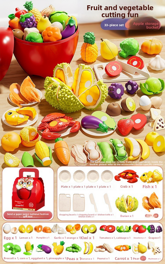 Children's Fruit Cut Cut Playhouse Toy - Realistic Family Game with Fruit and Vegetables that Can Be Peeled and Chewed - Pineapple, Strawberry