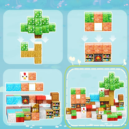 STEM Minecraft Magnetic Building Blocks - DIY Pixel-Style Toys