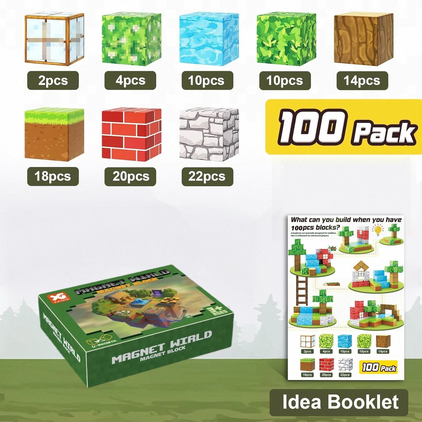 STEM Minecraft Magnetic Building Blocks - DIY Pixel-Style Toys