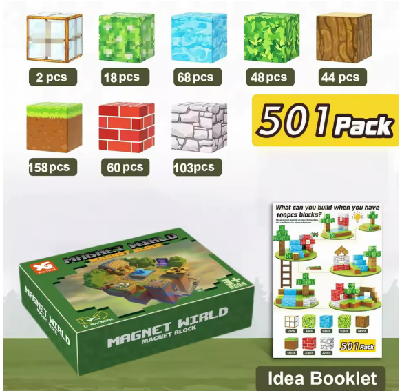 STEM Minecraft Magnetic Building Blocks - DIY Pixel-Style Toys