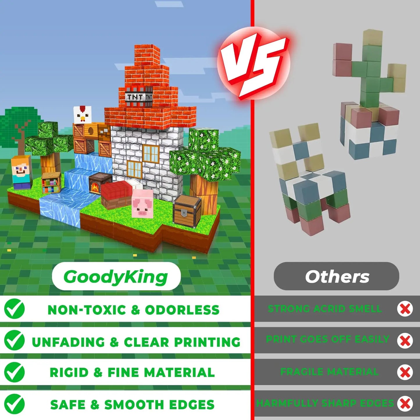 STEM Minecraft Magnetic Building Blocks - DIY Pixel-Style Toys